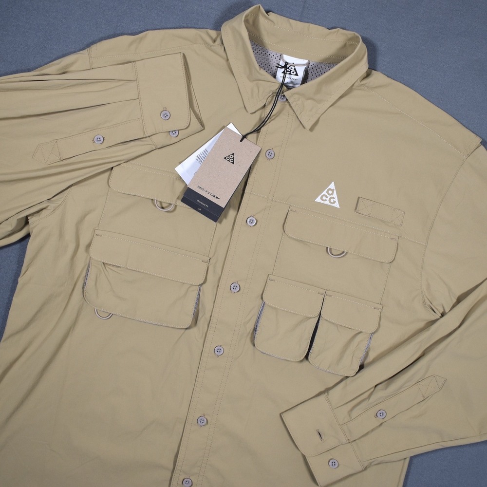 Nike ACG Orb Weaver Dri-FIT ADV UV Mens Shirt Parachute Beige Small Long Sleeve
